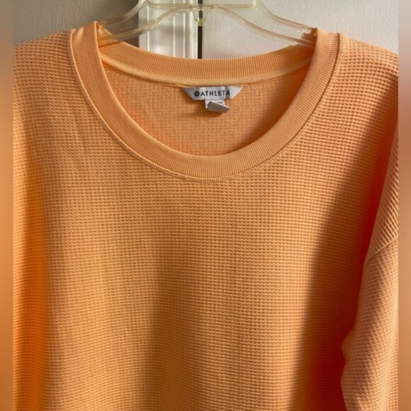 NWOT Athleta orange coastal luxe waffle knit sweatshirt Large - Picture 4 of 8